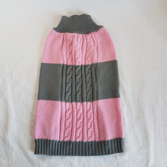 NEW Pet Spirit Dog Turtleneck Sweater MEDIUM Pink Gray Pullover Cable Knit SOFT - Picture 1 of 9
